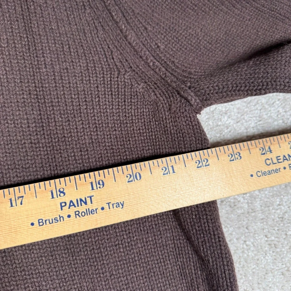 Banana Republic Brown Lambswool Cashmere Mock Neck Button Up Knit Sweater Mens L